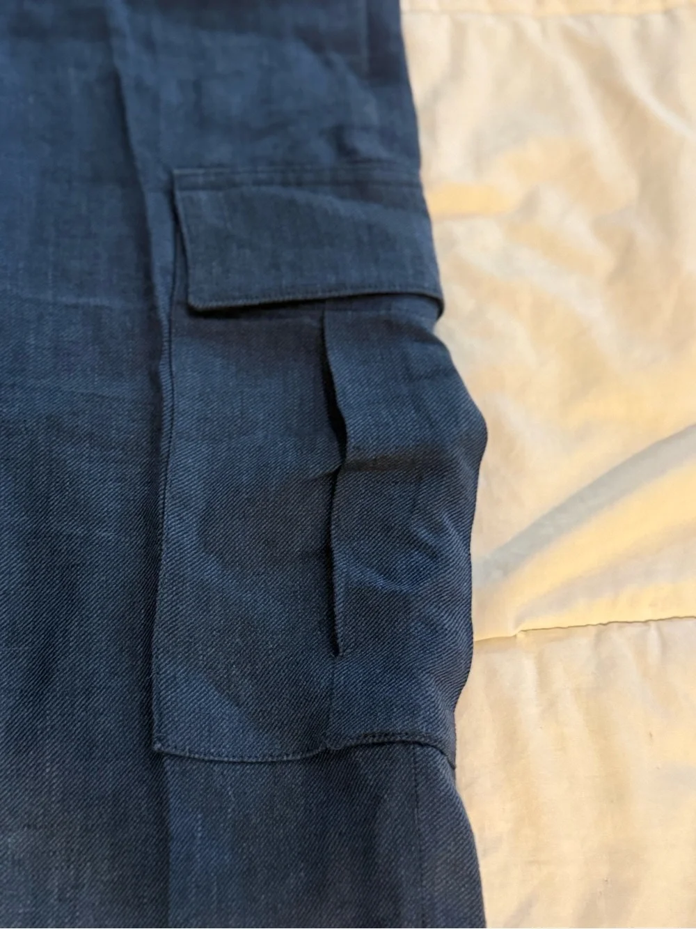 Banana Republic Blue Linen Cargo Pants – Slim Utility Trousers